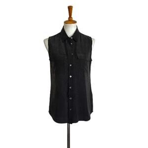 Equipment Femme 100% Silk Sleeveless Button Down Blouse Black XS